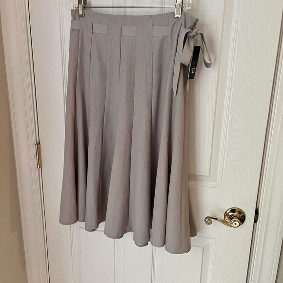 EAST 5TH Size 8 Linen Blend Flare Heather Gray Skirt Ties At Waste Nwt $36‎ - Picture 1 of 9